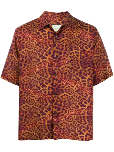 Aries Leopard-print Hawaiian Shirt In Orange