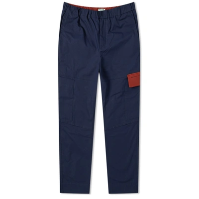 Kenzo Tapered Cropped Cargo Pant In Blue