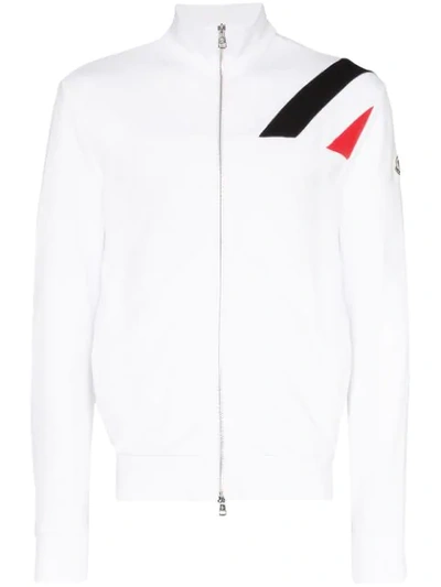 Moncler Men's Flag-inset Zip-front Track Jacket In White