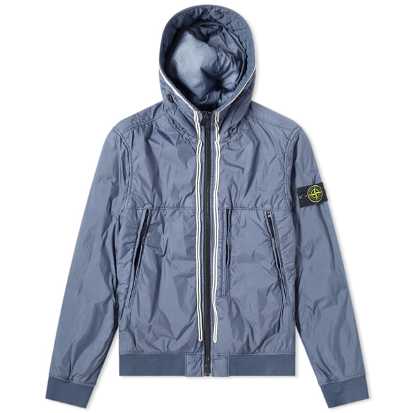 stone island garment dyed crinkle reps ny piping hooded jacket