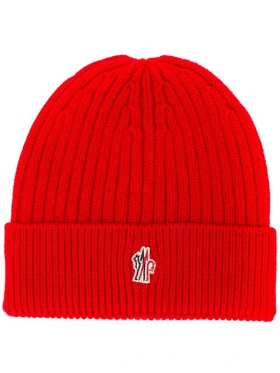 Moncler Ribbed Beanie In Red