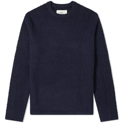 Folk Textured Crew-neck Sweater In Blue