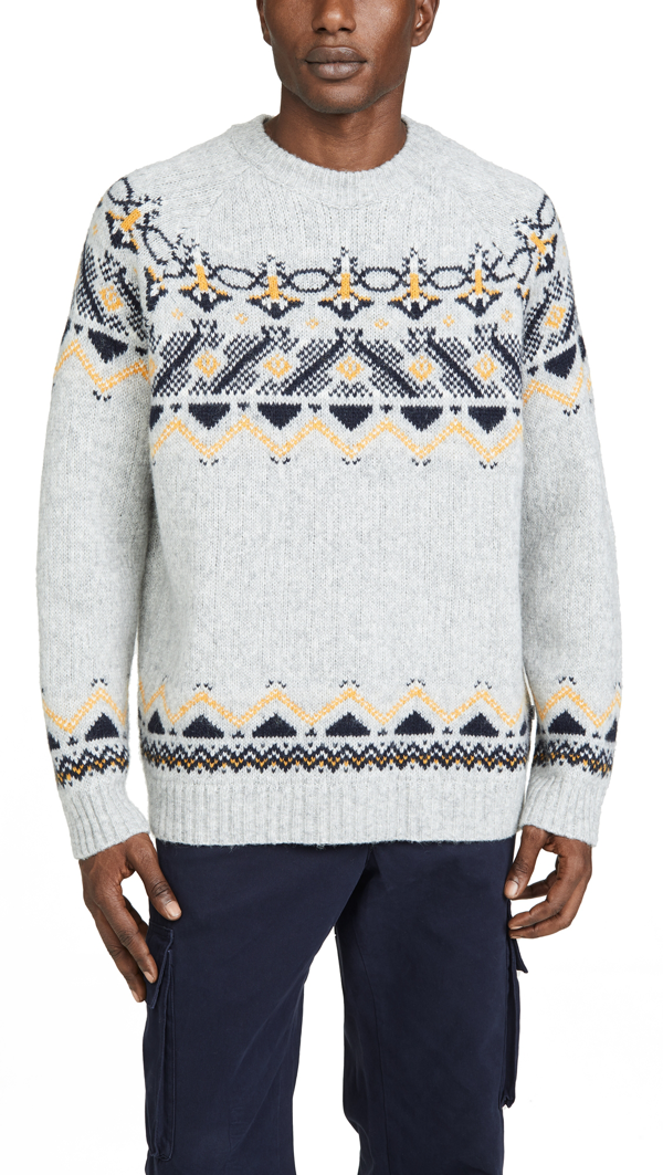 Wood Wood Gunther Fair Isle Sweater In Grey | ModeSens