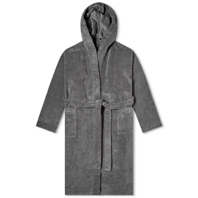 Schiesser Hooded Towelling Bath Robe In Grey