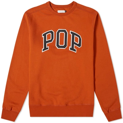 Pop Trading Company Pop Trading Company Arch Logo Crew Sweat In Orange