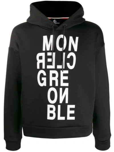 Moncler Logo Hooded Sweatshirt In Black