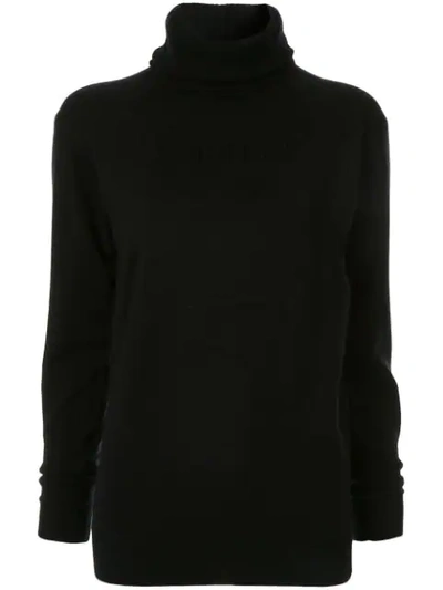 Ambush Embossed Wool Knit Turtleneck Sweater In Black