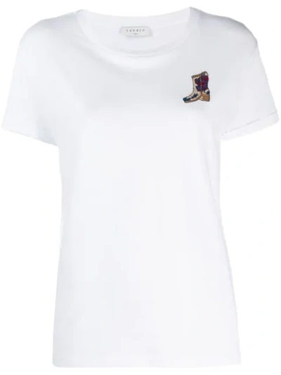 Sandro Embroidered Cotton-jersey T-shirt In Blanc