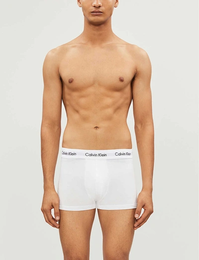 Calvin Klein Logo-detail Slim-fit Pack Of Three Stretch-cotton Trunks In White