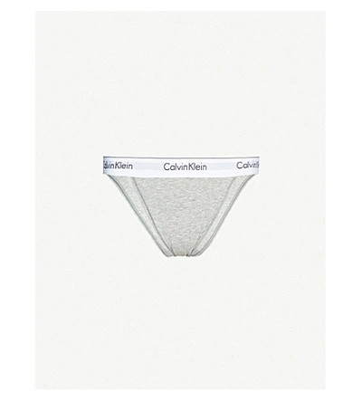 Calvin Klein Modern Cotton Cotton-jersey Thong In 020 Grey