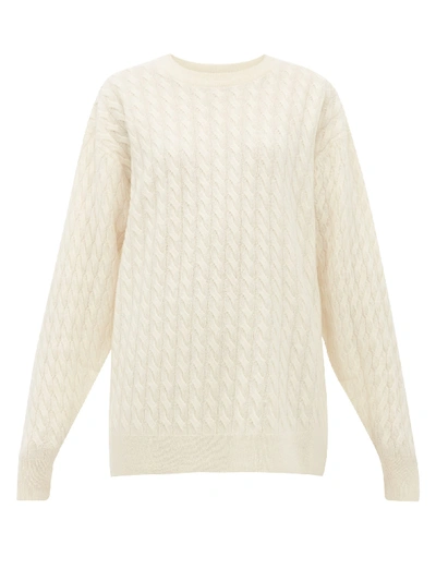 The Row Minorj Cable-knit Cashmere-blend Sweater In Ivory