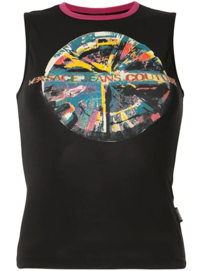 Pre-owned Versace Jeans Couture Print Tank In Black