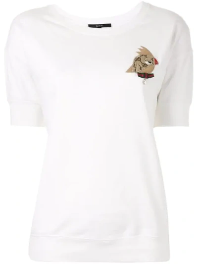 Pre-owned Gucci Bird Patch T-shirt In White
