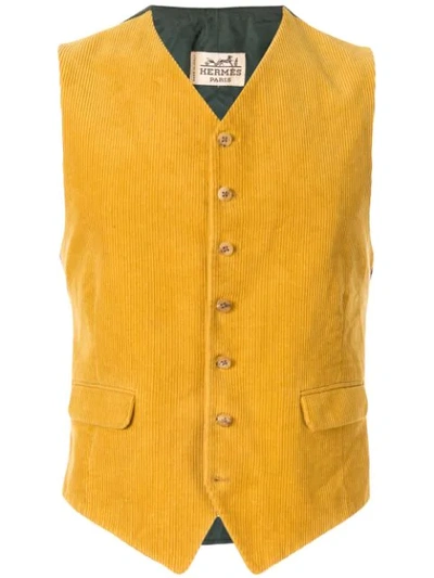 Pre-owned Hermes  Corduroy Waistcoat In Yellow