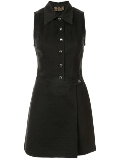 Pre-owned Fendi Apron-style Detail A-line Dress In Black