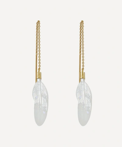 Grainne Morton Gold-plated Thread Through Feather Mother Of Pearl Drop Earrings