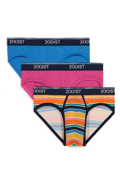 2(x)ist Cotton Stretch No Show Briefs, Pack Of 3 In Very Berry/ Blue Aster/ Multi