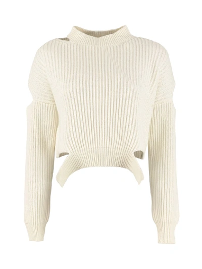 Pinko Scozzese Ribbed Wool Sweater In White