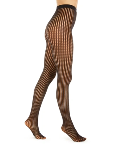 Donna Karan Dkny Vertical Stripe Net Tights In Black
