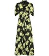 Proenza Schouler Splatter Floral Short Sleeve Tie Dress In Yellow