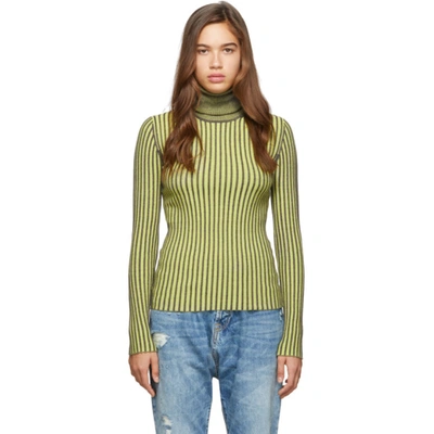 Mcq By Alexander Mcqueen Mcq Alexander Mcqueen Yellow Mcq Swallow Striped Plaited Turtleneck In 7304 Yellow