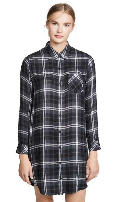 Rails Bianca Plaid Shirtdress In Onyx Slate White