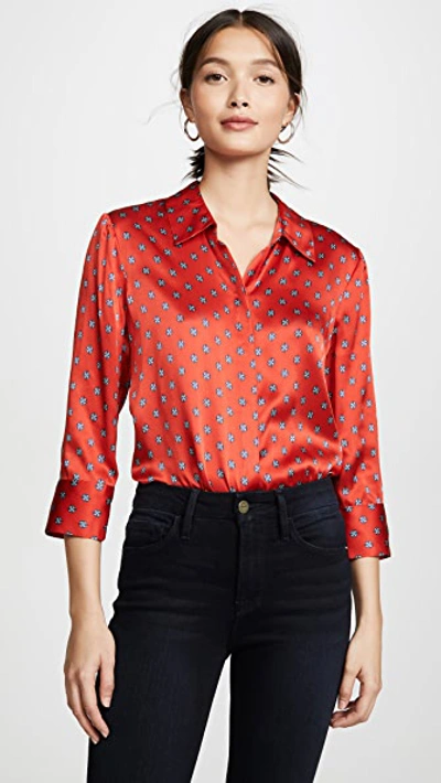 L Agence Women's Jill Printed Silk Twill Blouse In Red