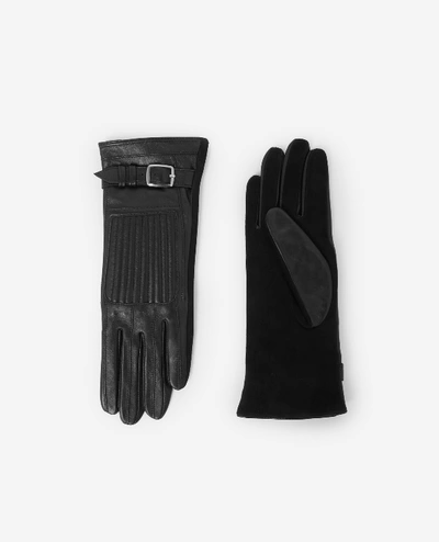 The Kooples Black Leather Glove With Cuff Buckle