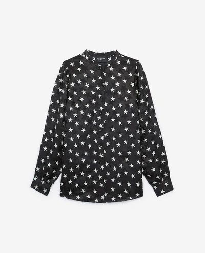The Kooples Black Shirt With Long Sleeves In Black/white
