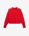 The Kooples Red Cashmere Sweater With Chain Mail Detail