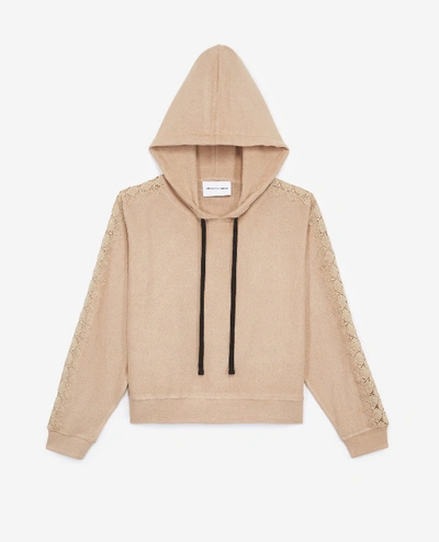 The Kooples Sport Long-sleeve Camel-coloured Hoodie In Kamel