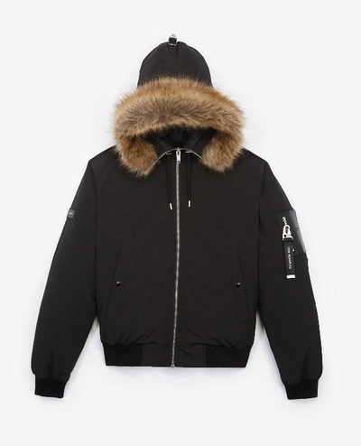 The Kooples Cropped Black Nylon Down Jacket With Hood
