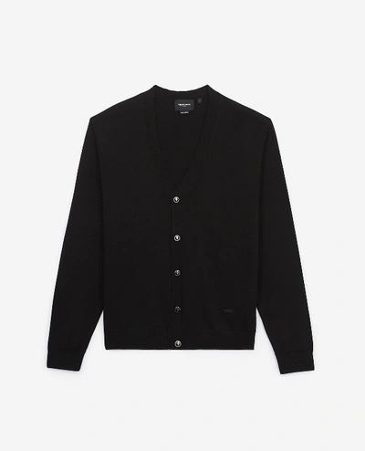 The Kooples Black Wool Cardigan With Skull Buttons