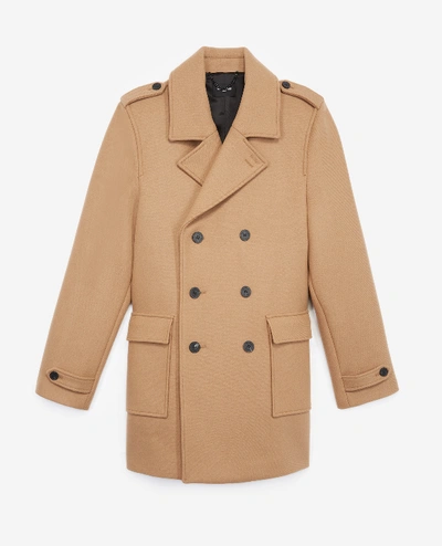 The Kooples Camel Double Breasted Wool Coat Horn Buttons