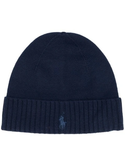 Polo Ralph Lauren Logo-embroidered Cashmere Beanie In Blue
