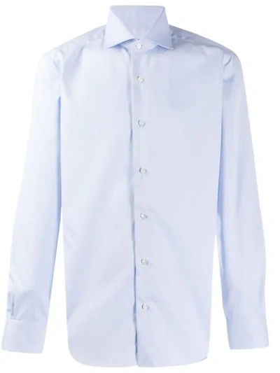 Barba Cut-away Collar Plain Shirt In Blue