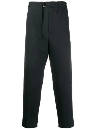 Oamc Cropped Tailored Trousers In 401 Dark Blue
