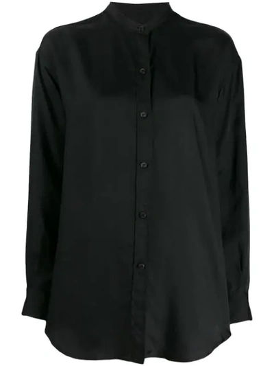Alberto Biani Band-collar Long-length Blouse In Black