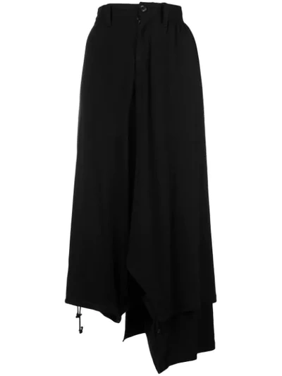 Yohji Yamamoto Asymmetory Gathered Trousers In Black