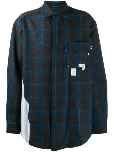 Ader Error Oversized Check Shirt In Grey