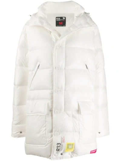 Brumal X R13 Padded Hooded Coat In White