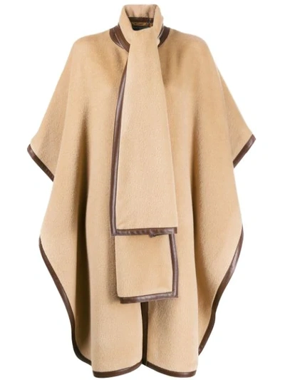 Alberta Ferretti Oversized Textured Cape Coat In Beige