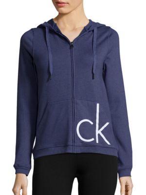 Calvin Klein Solid Zipped Pullover In Blue | ModeSens