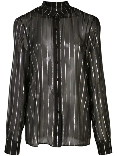 Rta Blythe Striped Sheer Shirt In Black