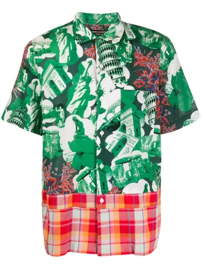 Pre-owned Comme Des Garçons 2001 Monuments Print Short-sleeved Shirt In Green