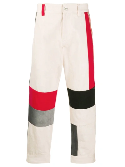 Diesel Red Tag Colourblock Straight-leg Trousers In Neutrals