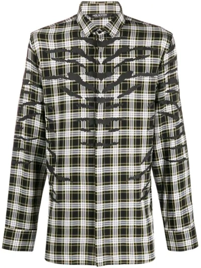 Neil Barrett Checked Animal-print Shirt In Black