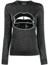 Markus Lupfer Tracy Sequin Lara Lip Lurex Sweatshirt In Black