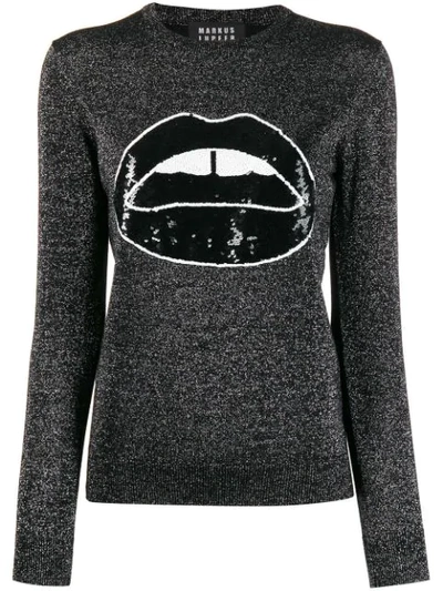 Markus Lupfer Tracy Sequin Lara Lip Lurex Sweatshirt In Black