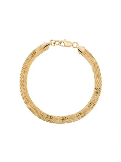Pre-owned Givenchy Snake Chain Logo Bracelet In Gold
